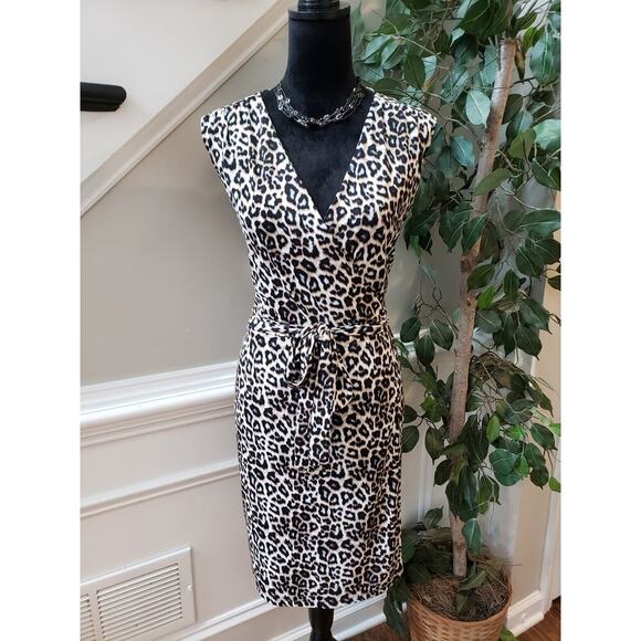 Apt. 9 Dress Women's XL Multi Leopard Print Tie Waist Sleeveless V Neck - Picture 2 of 12